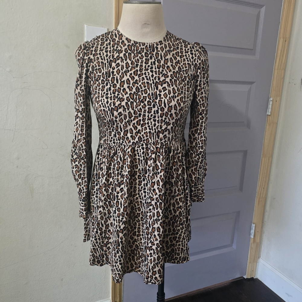 Zara Leopard Print Dress - Brown and Black